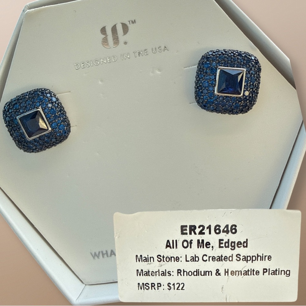 Bomb party Sept 25 all of me edged Sapphire on hematite and rhodium